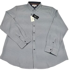 NWT Thomas‎ Sterling Geometric Print Button Down Shirt Men's XL Grey